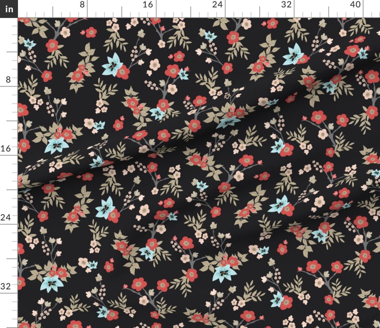 Print Japanese Asian Pattern Floral Custom Printed Fabric by Spoonflower Various Fabrics by the Yard or Fat Quarter